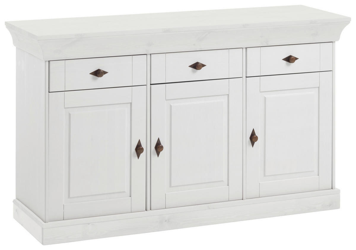 SIDEBOARD  in 143/85/45 cm  - Weiß/Kupferfarben, ROMANTIK / LANDHAUS, Holz/Metall (143/85/45cm) - Boxxx