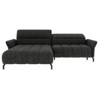 ECKSOFA  in Flachgewebe Anthrazit Rücken echt, Kopfteilverstellung, Sitztiefenverstellung  175/272 cm  - Anthrazit/Schwarz, KONVENTIONELL, Textil/Metall (175/272cm) - Carryhome