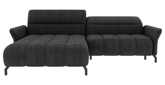 ECKSOFA Anthrazit Flachgewebe Rücken echt, Kopfteilverstellung, Sitztiefenverstellung  - Anthrazit/Schwarz, KONVENTIONELL, Textil/Metall (175/272cm) - Carryhome