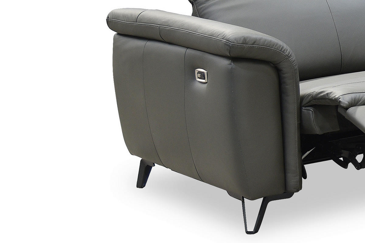 ECKSOFA Dunkelgrau Echtleder  - Dunkelgrau/Schwarz, MODERN, Leder/Holz (303/240cm) - Livetastic