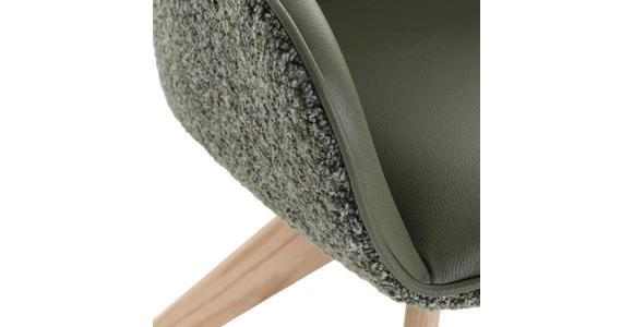 ARMLEHNSTUHL in Chenille, Lederlook - Eichefarben/Olivgrün, KONVENTIONELL, Holz/Textil (60/83/65cm) - Landscape