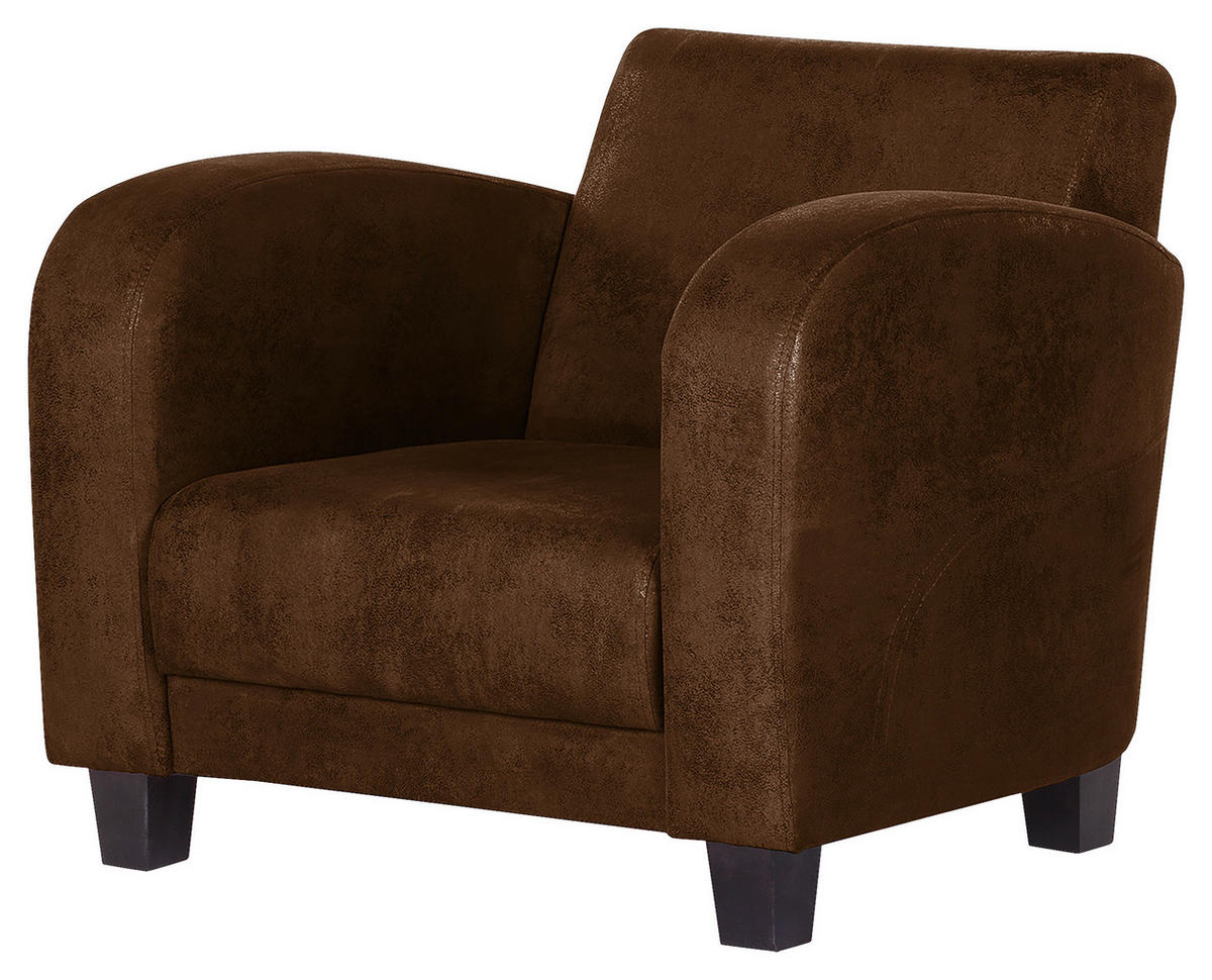SITZGARNITUR in Lederlook Braun  - Dunkelbraun/Braun, Design, Textil (92/80/89cm) - Livetastic