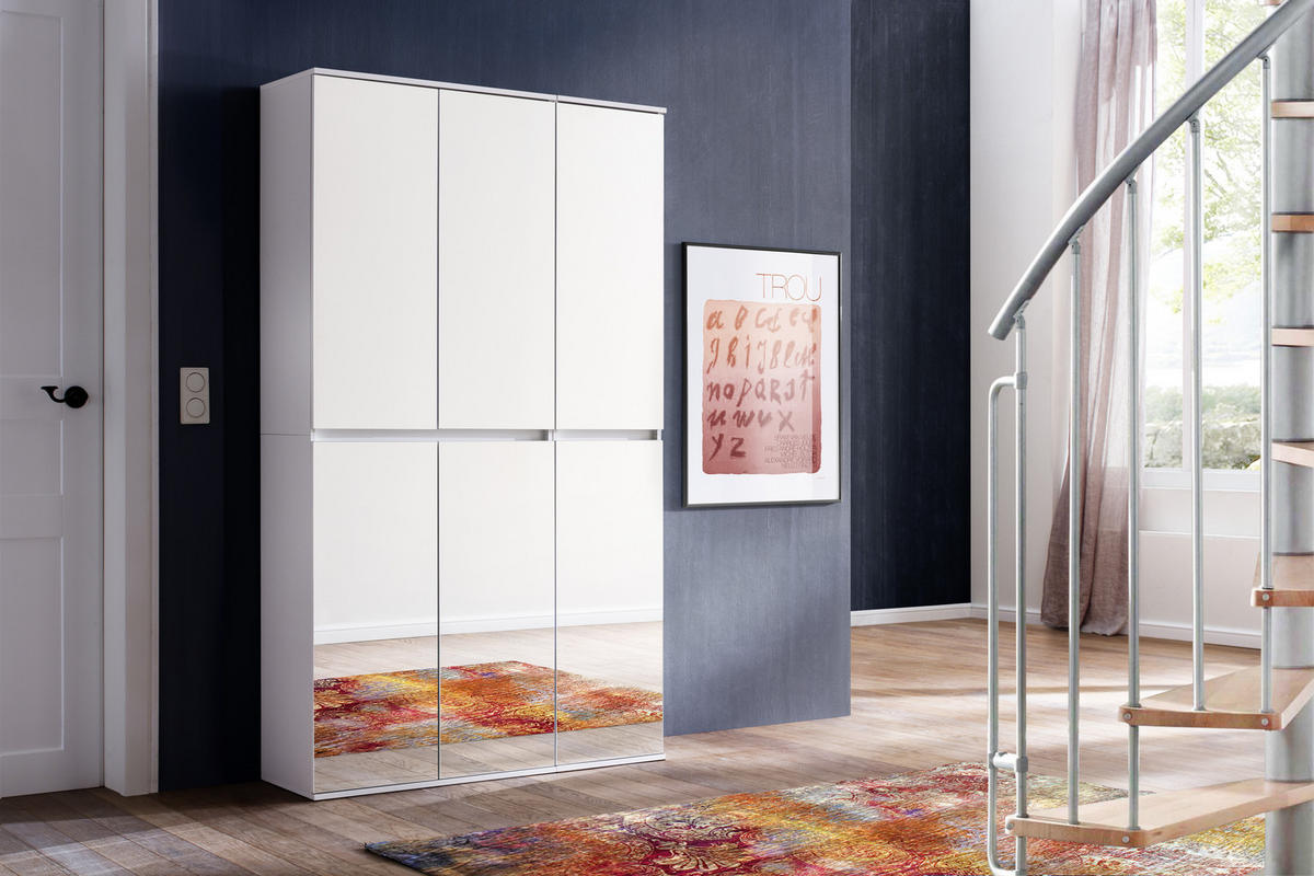 GARDEROBENSCHRANK  in 111/191/34 cm  - Weiß, Basics, Glas/Holzwerkstoff (111/191/34cm) - MID.YOU