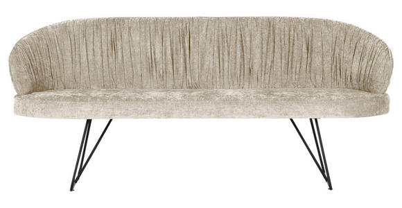 SITZBANK 202/88/65 cm Flachgewebe Beige Metall - Beige/Schwarz, Design, Textil/Metall (202/88/65cm) - Novel