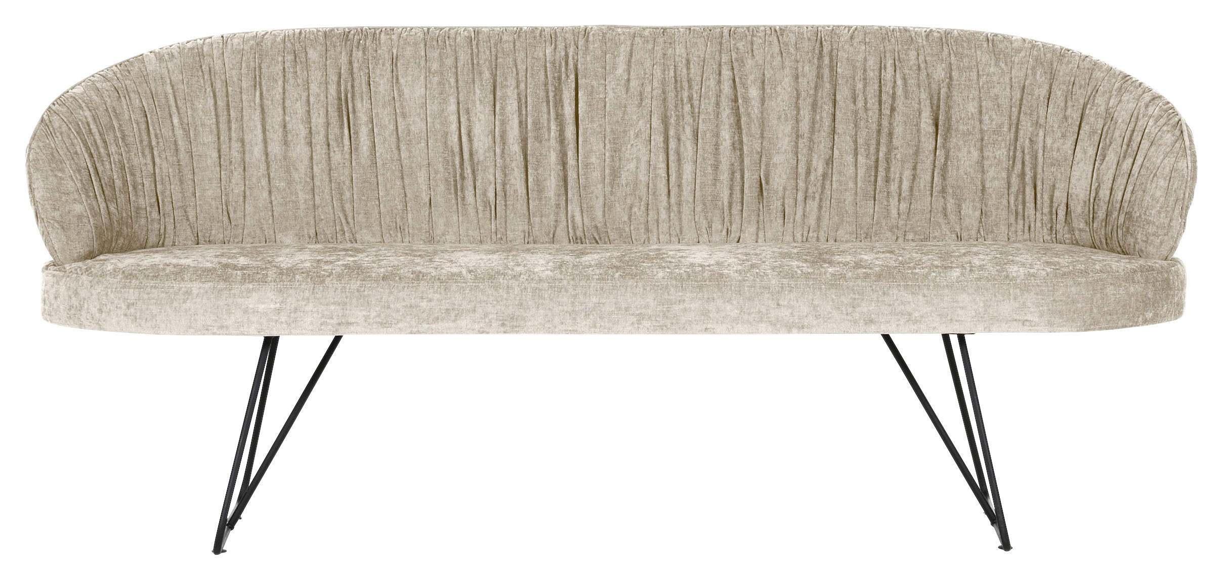 SITZBANK 202/88/65 cm Flachgewebe Beige Metall  - Beige/Schwarz, Design, Textil/Metall (202/88/65cm) - Novel