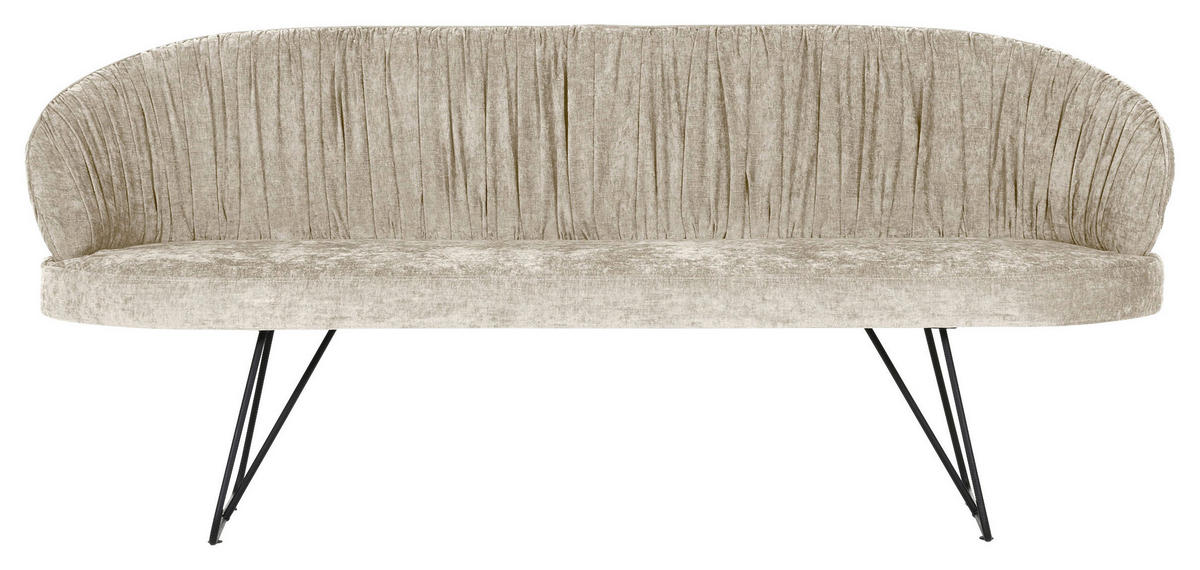 SITZBANK in Textil Beige  - Beige/Schwarz, Design, Textil/Metall (202/88/65cm) - Novel