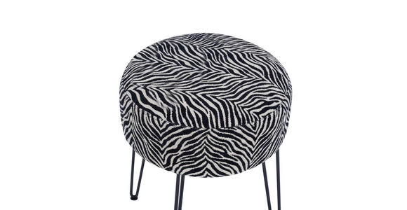 HOCKER in Metall, Textil Schwarz, Weiß  - Schwarz/Weiß, KONVENTIONELL, Textil/Metall (43/45/43cm) - Xora