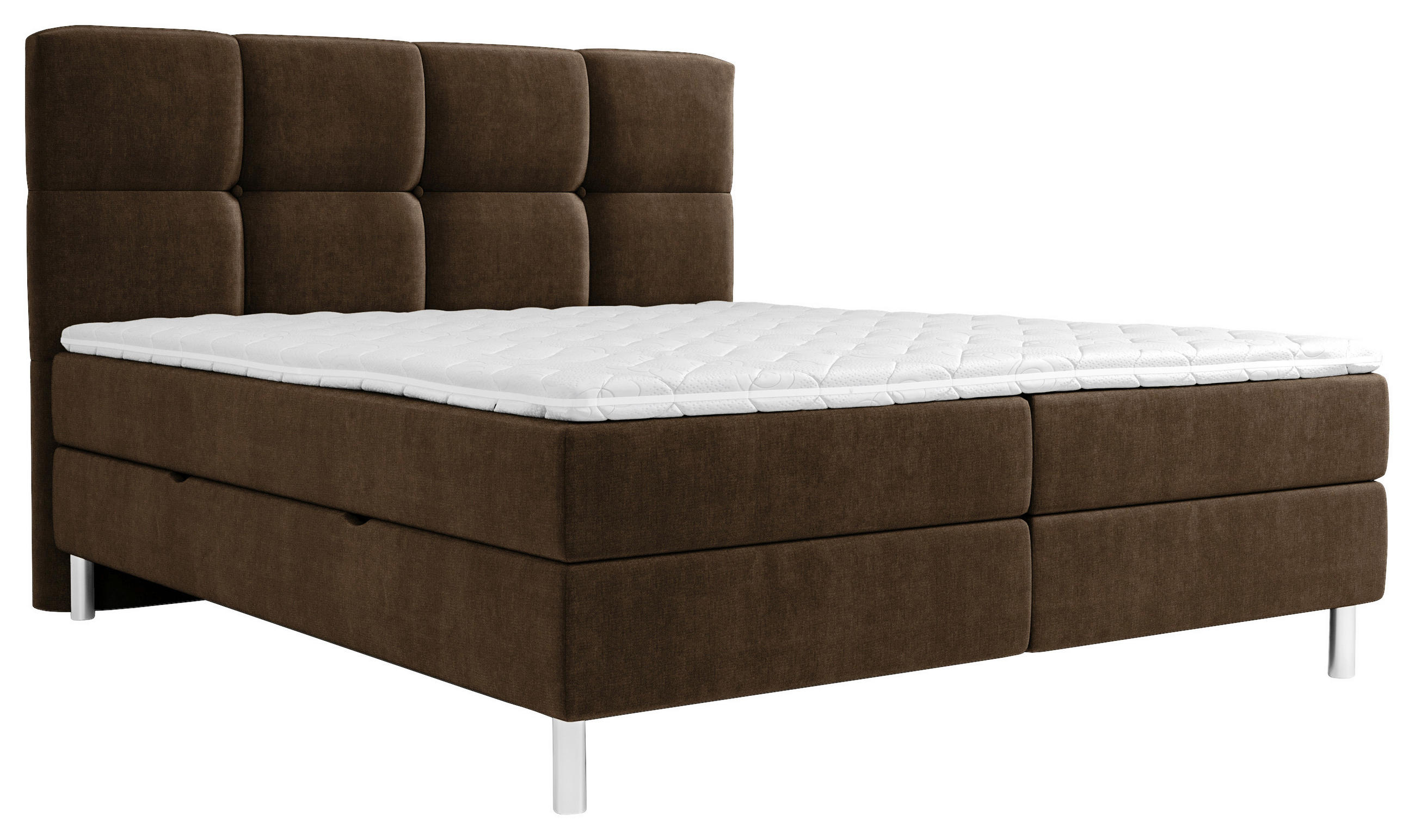 BOXBETT 180/200 cm  in Dunkelbraun  - Chromfarben/Dunkelbraun, Design, Holz/Holzwerkstoff (180/200cm) - Esposa