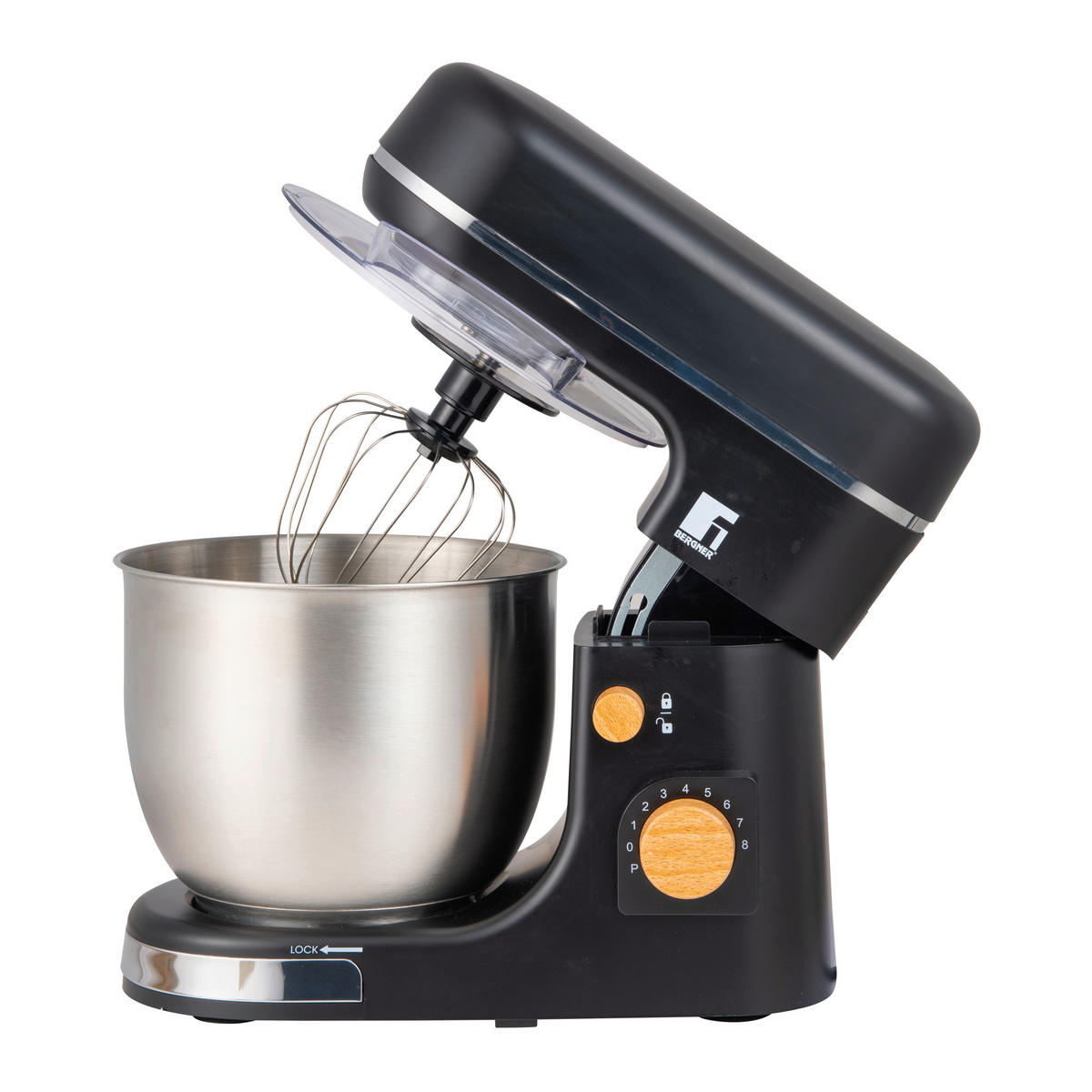 KÜCHENMASCHINE BG-51036-BK  - Edelstahlfarben/Schwarz, Basics, Metall (38/23/33.7cm) - BERGNER