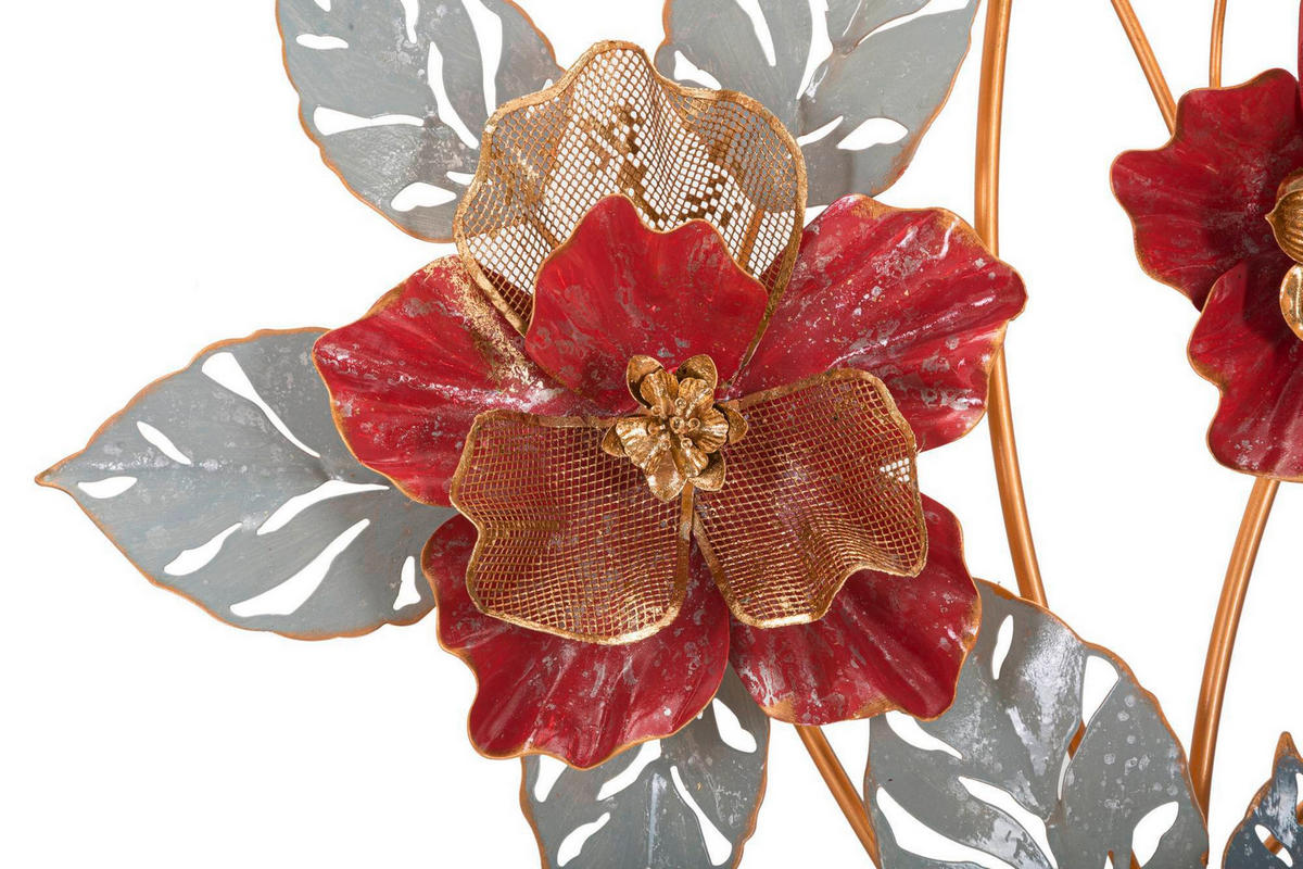 WANDDEKO Metall  - Rot/Goldfarben, Basics, Metall (68.6/98.4/7.6cm)
