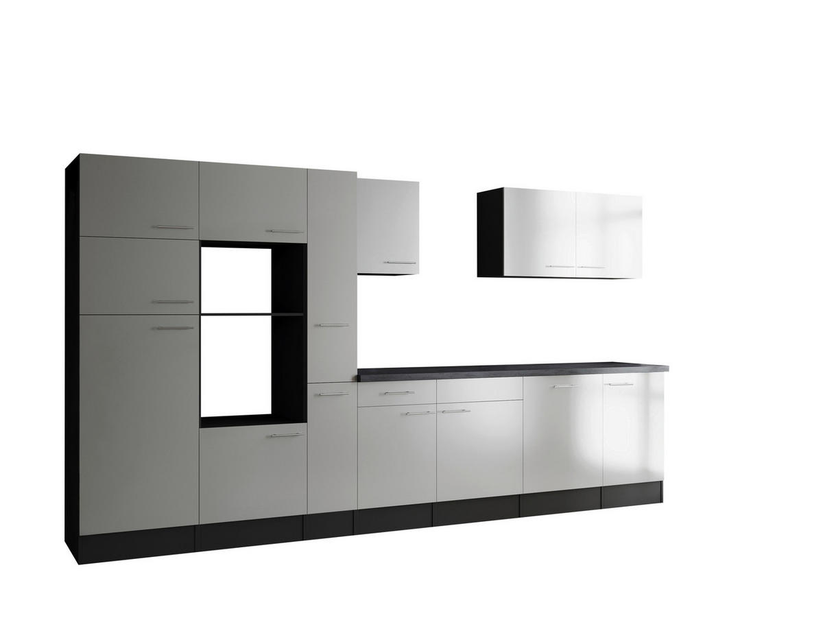 MODULKÖK UTAN VITVAROR 370 cm   i grå, vit  - vit/silver, Design, metall/trämaterial (370cm) - Respekta