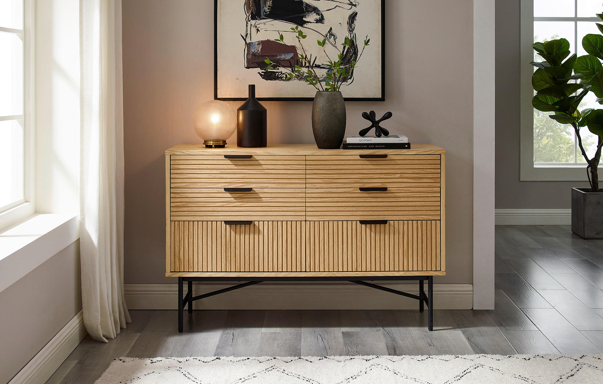 KOMMODE  in 120/80/40 cm  - Eichefarben/Schwarz, Design, Holz/Holzwerkstoff (120/80/40cm) - Livetastic