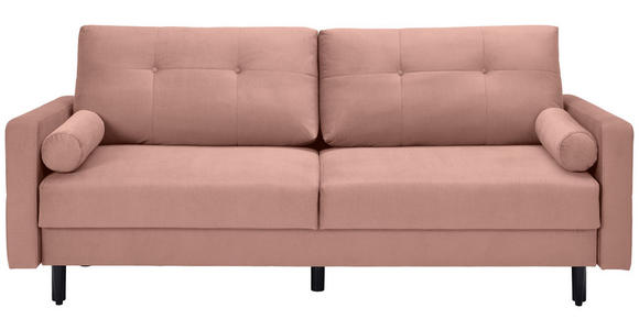 SCHLAFSOFA  in Samt Rosa  - Schwarz/Rosa, KONVENTIONELL, Holz/Textil (220/95/98cm) - Carryhome