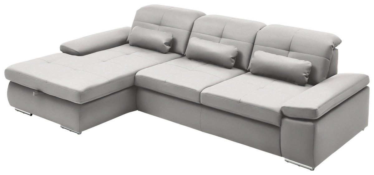 ECKSOFA Flachgewebe Creme  - Chromfarben/Creme, Design, Textil (195/309cm) - Beldomo Style