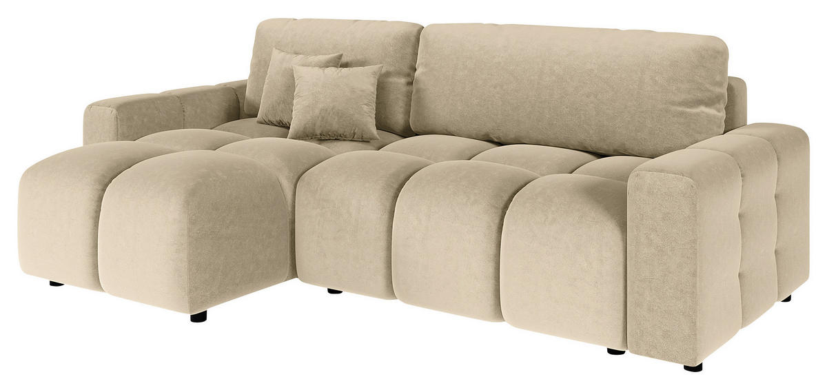 ECKSOFA Luki Beige Mikrofaser  - Beige/Schwarz, Design, Kunststoff/Textil (233/142cm) - Livetastic
