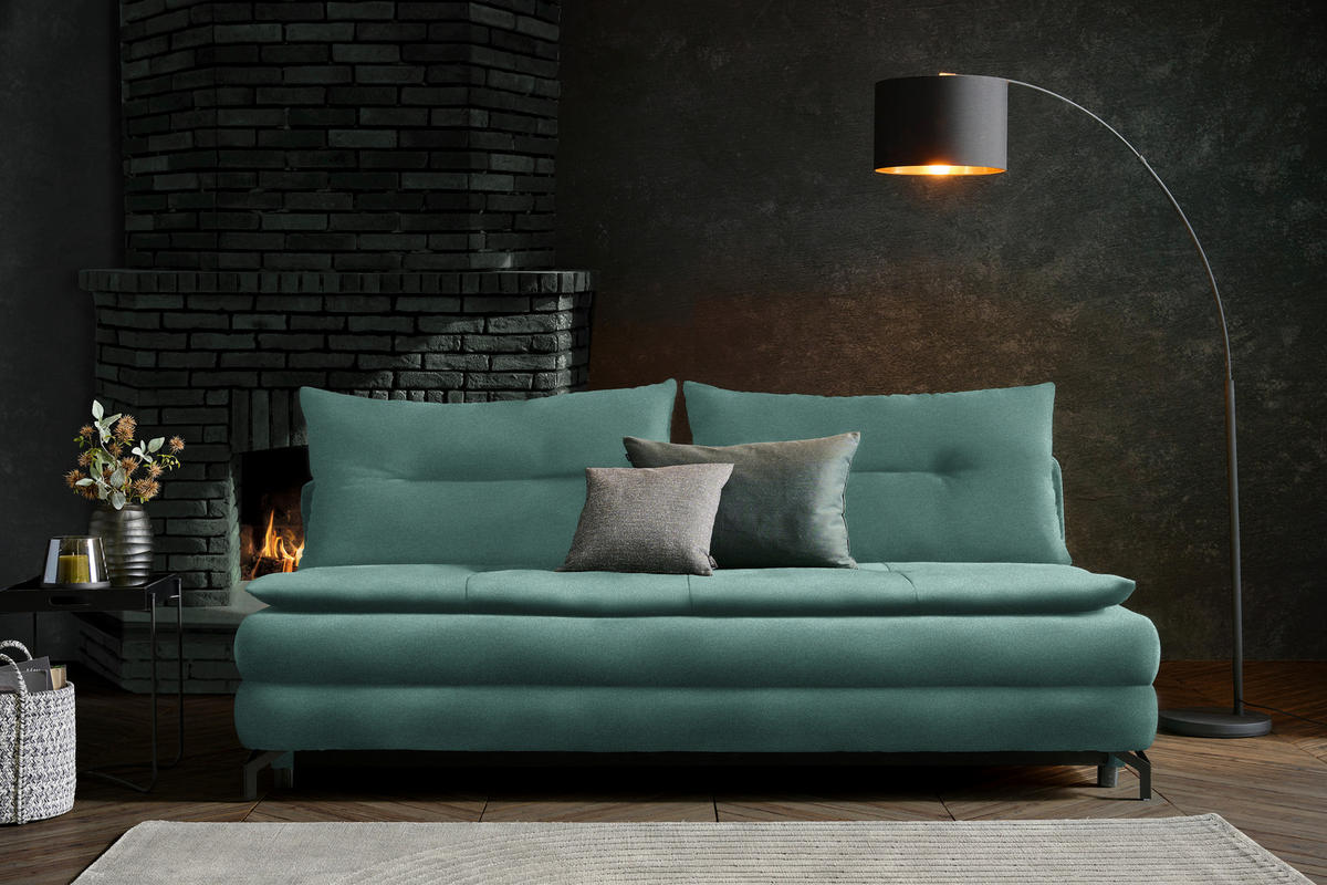 SCHLAFSOFA in Flachgewebe Grün  - Schwarz/Grün, MODERN, Textil/Metall (208/73/92/102cm) - Novel