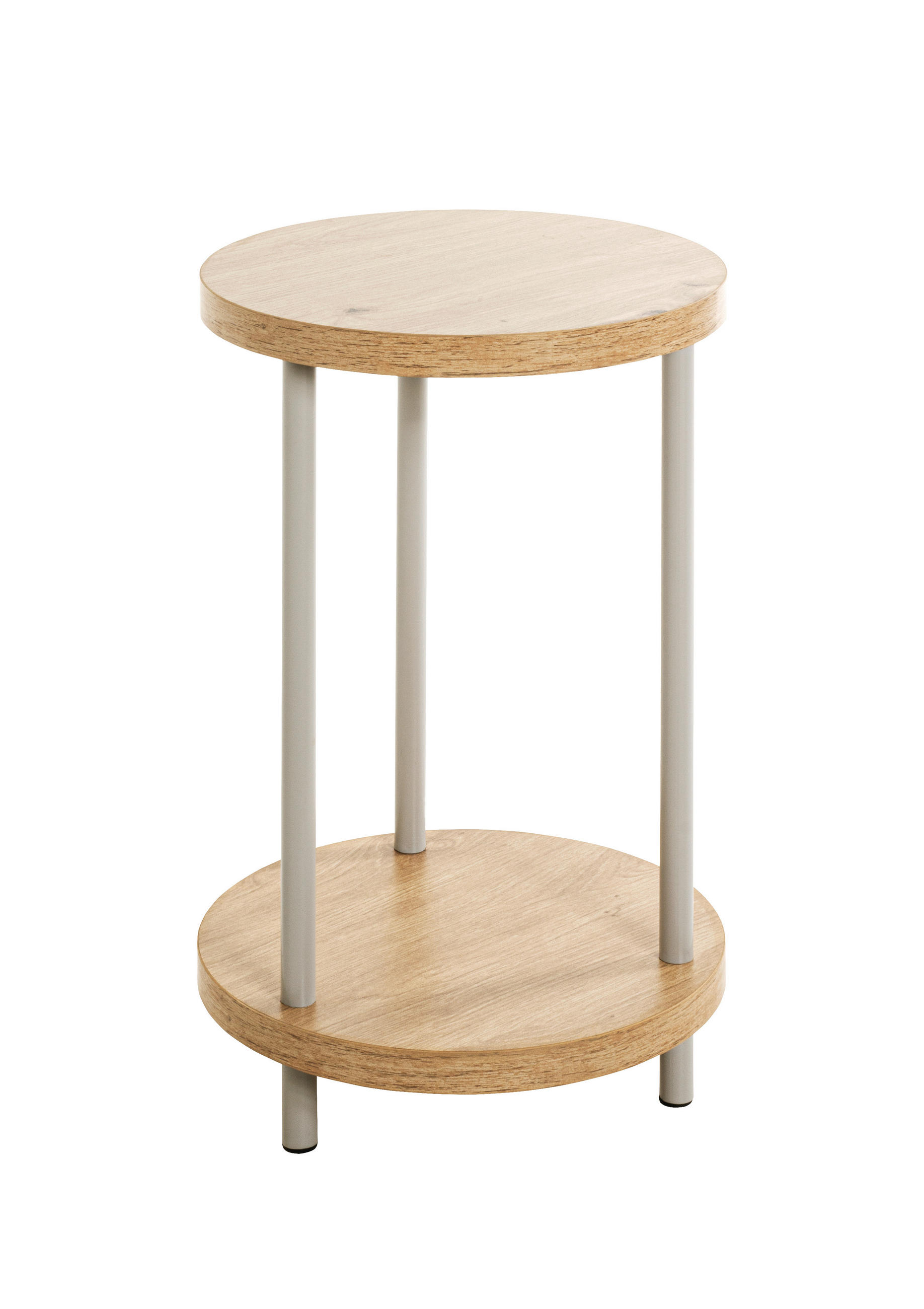 BEISTELLTISCH Grau, Eichefarben, Beige rund  - Eichefarben/Beige, Trend, Holzwerkstoff/Metall (30/50cm)