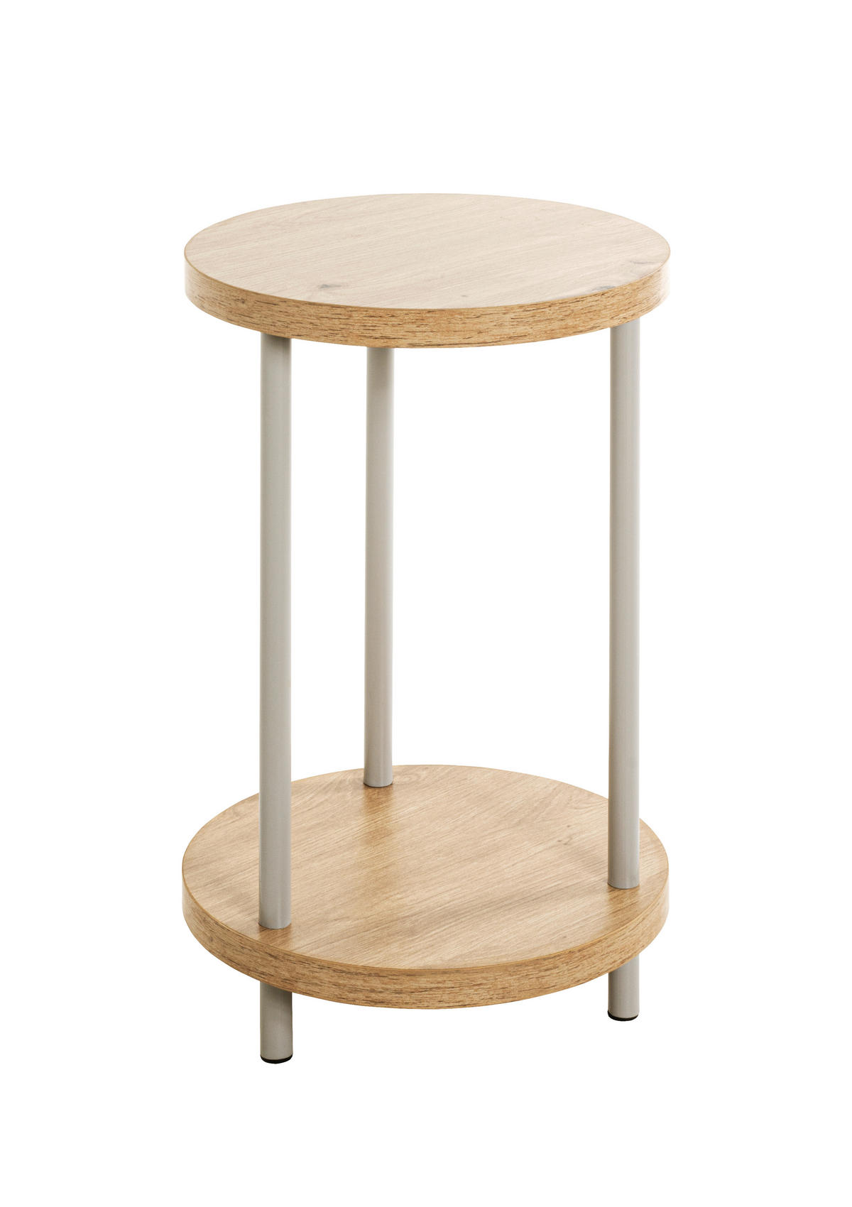 BEISTELLTISCH Grau, Eichefarben, Beige rund  - Eichefarben/Beige, Trend, Holzwerkstoff/Metall (30/50cm)