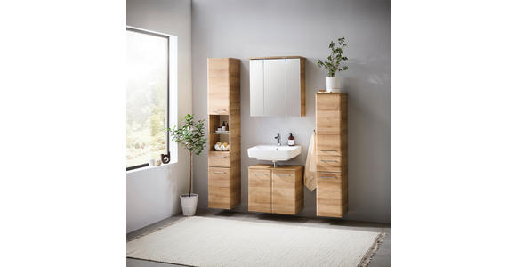 WASCHBECKENUNTERSCHRANK 60/53/33 cm  - Chromfarben/Eichefarben, KONVENTIONELL, Holzwerkstoff/Metall (60/53/33cm) - Xora