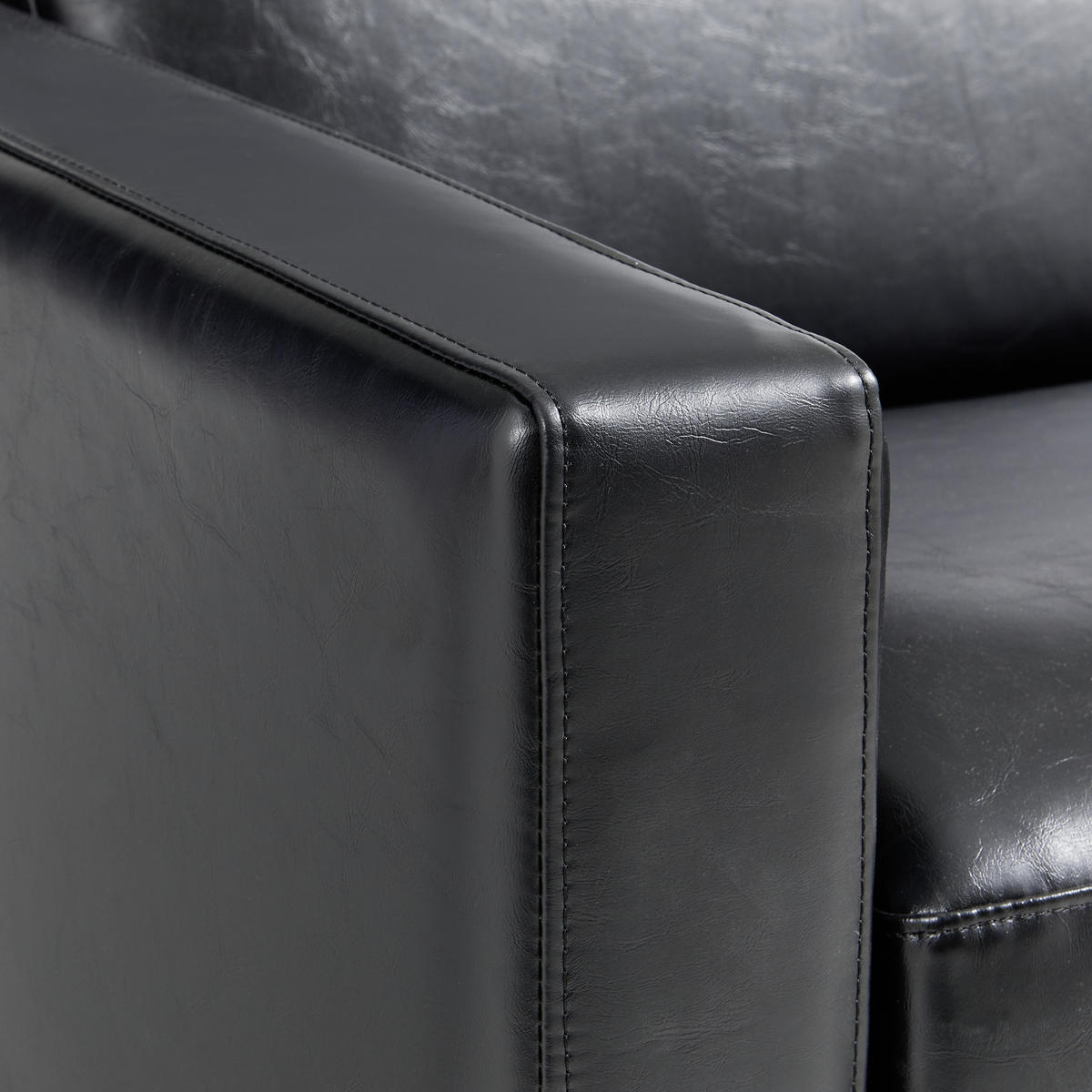 SESSEL Lederlook Schwarz    - Schwarz, Design, Textil/Metall (81/79/79cm) - Livetastic