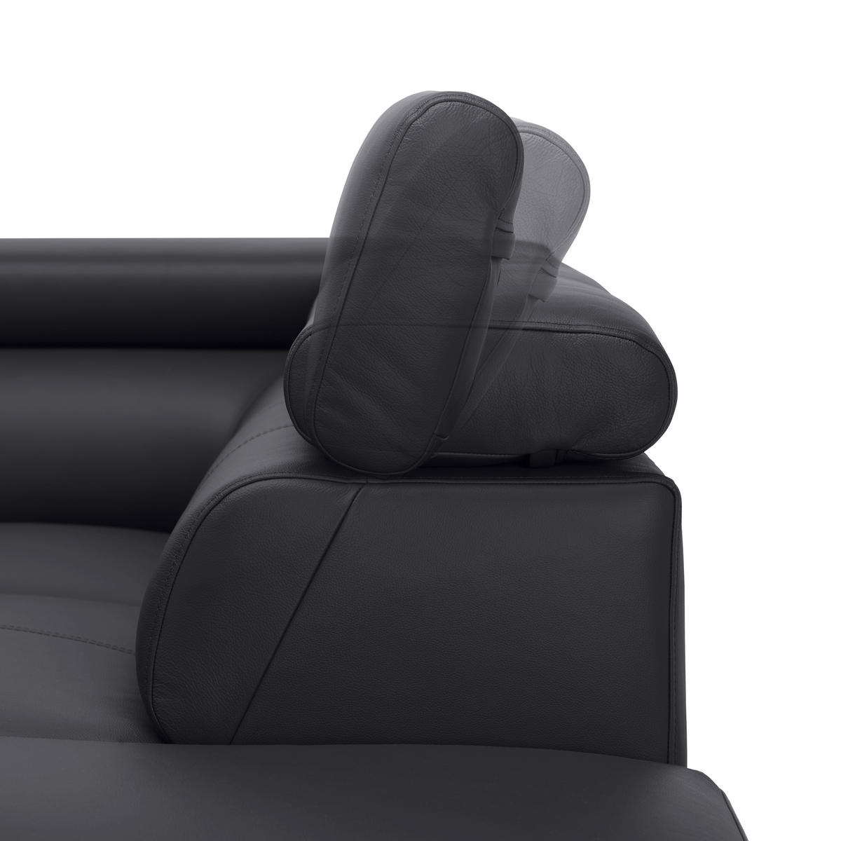 ECKSOFA in Echtleder Schwarz  268/213 cm  - Chromfarben/Schwarz, Design, Leder/Metall (268/213cm) - Stylife