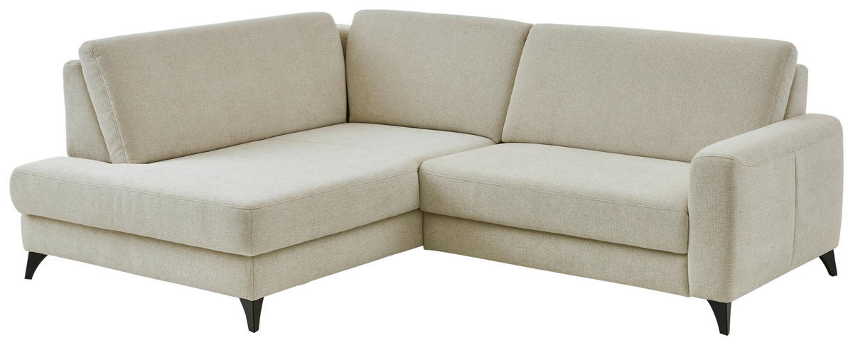 ECKSOFA Beige Chenille  - Beige/Schwarz, Design, Textil/Metall (182/239cm) - Valnatura