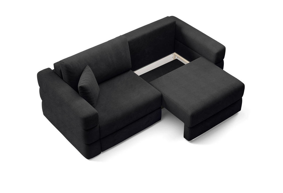 SCHLAFSOFA TERAZZO in Webstoff Schwarz  - Schwarz, Design, Kunststoff/Textil (254/93/167cm) - Livetastic