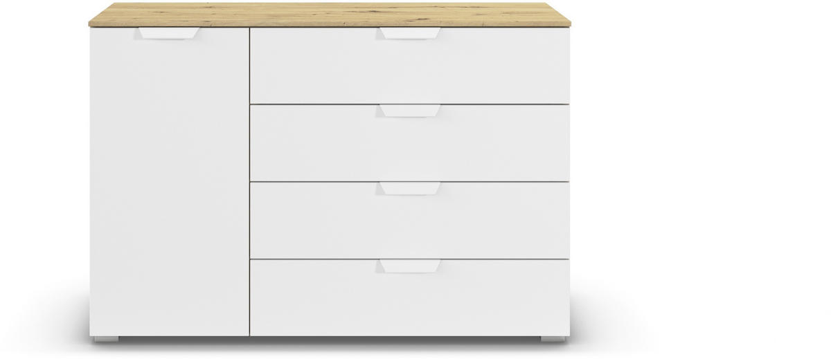 KOMMODE  in 120/81/42 cm  - Weiß/Eiche Artisan, Design, Holzwerkstoff/Metall (120/81/42cm) - Carryhome