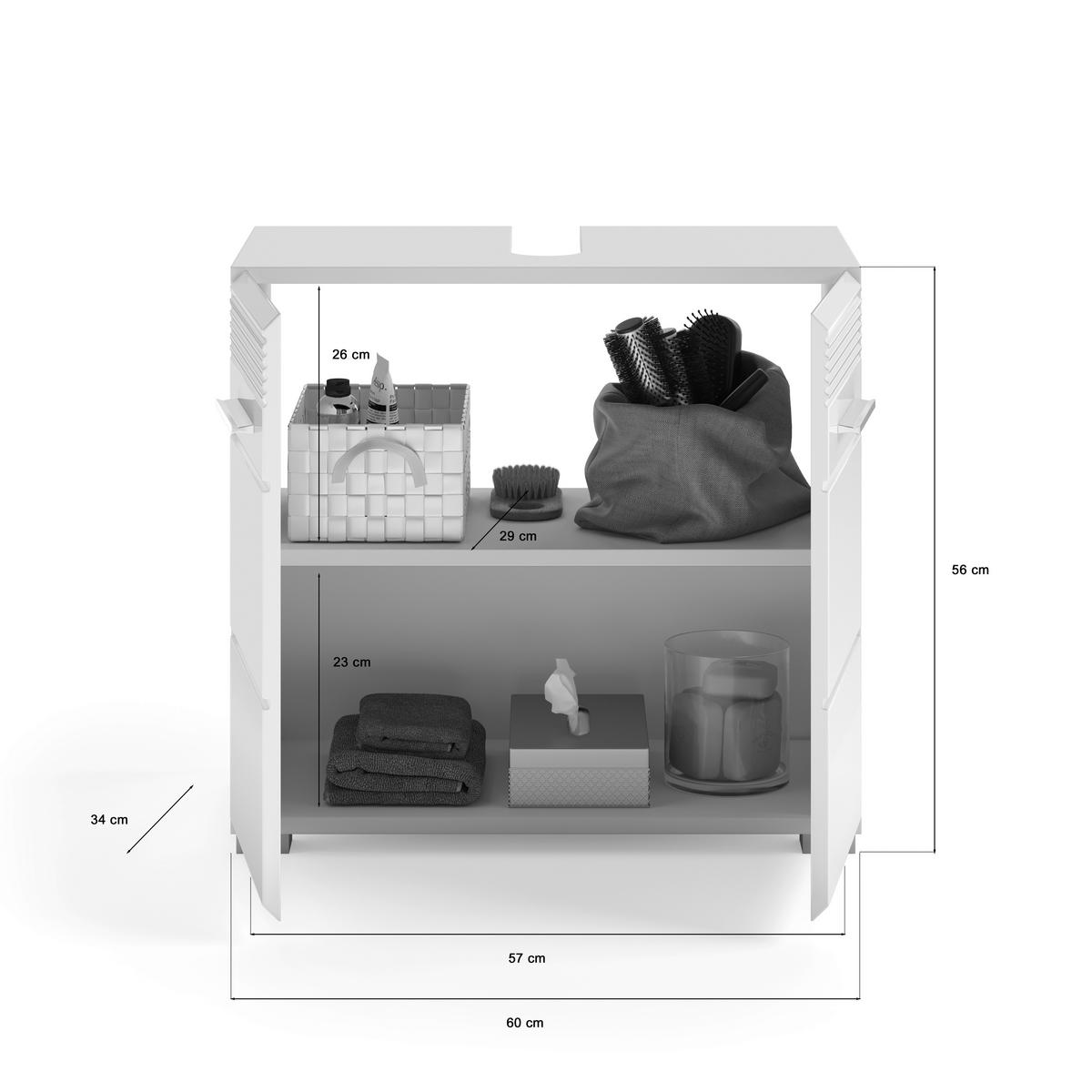 OMARICA ZA POD UMIVALNIK 60/56/34 cm  - bela/visoki sijaj, Moderno, umetna masa/leseni material (60/56/34cm) - MID.YOU