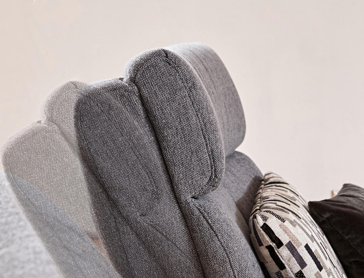 HEIMKINO-SOFA Chenille Grau  - Edelstahlfarben/Grau, KONVENTIONELL, Holz/Textil (221/107/106cm) - Himolla Komfortklass