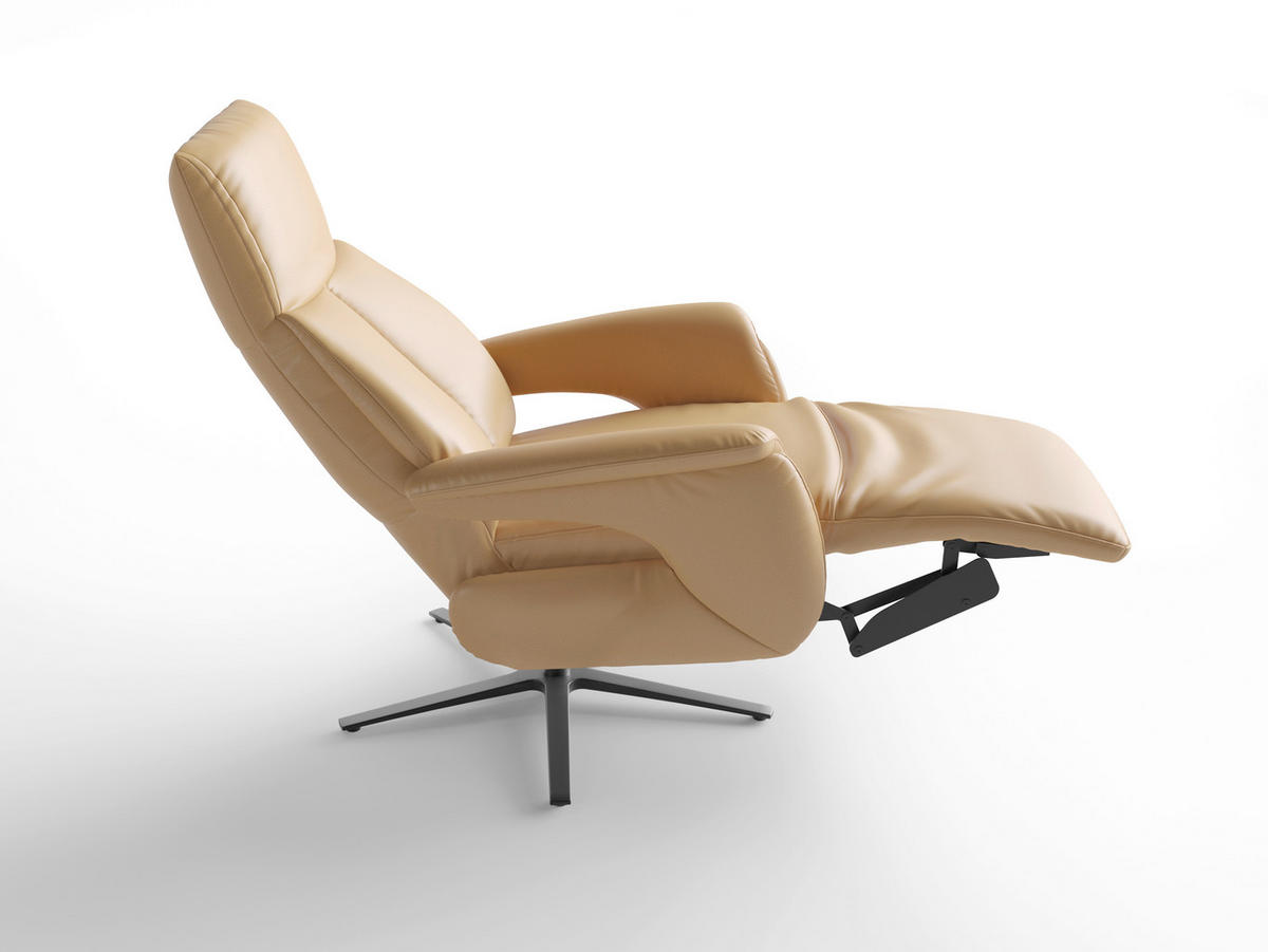 RELAXSESSEL TV LAZY E XS1 Echtleder Kopfteilverstellung, Rücken echt    - Schwarz/Cappuccino, Basics, Leder/Metall (75/110/85cm) - Sit & More