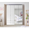 DREHTÜRENSCHRANK 180/225,5/57 cm,  in Weiß, 4-türig  - Schwarz/Weiß, KONVENTIONELL, Glas/Holzwerkstoff (180/225,5/57cm) - Xora