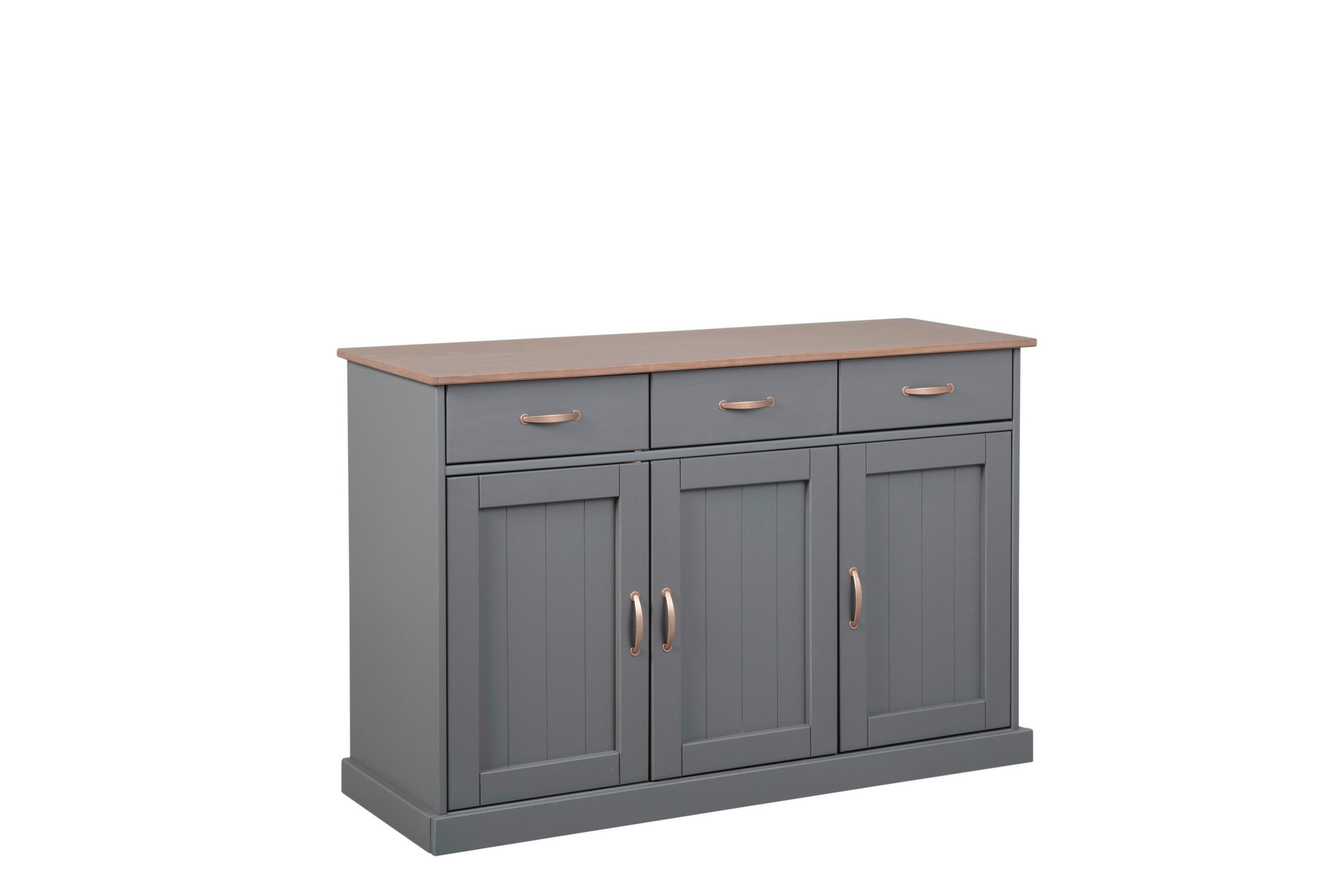 KOMMODE , 131/86/45 cm, 3 Schublade(n)  - Braun/Grau, KONVENTIONELL, Holz/Metall (131/86/45cm) - MID.YOU