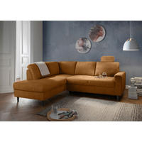 ECKSCHLAFSOFA in Goldfarben Textil   - Goldfarben/Schwarz, Modern, Holz/Textil (200/242cm) - Livetastic