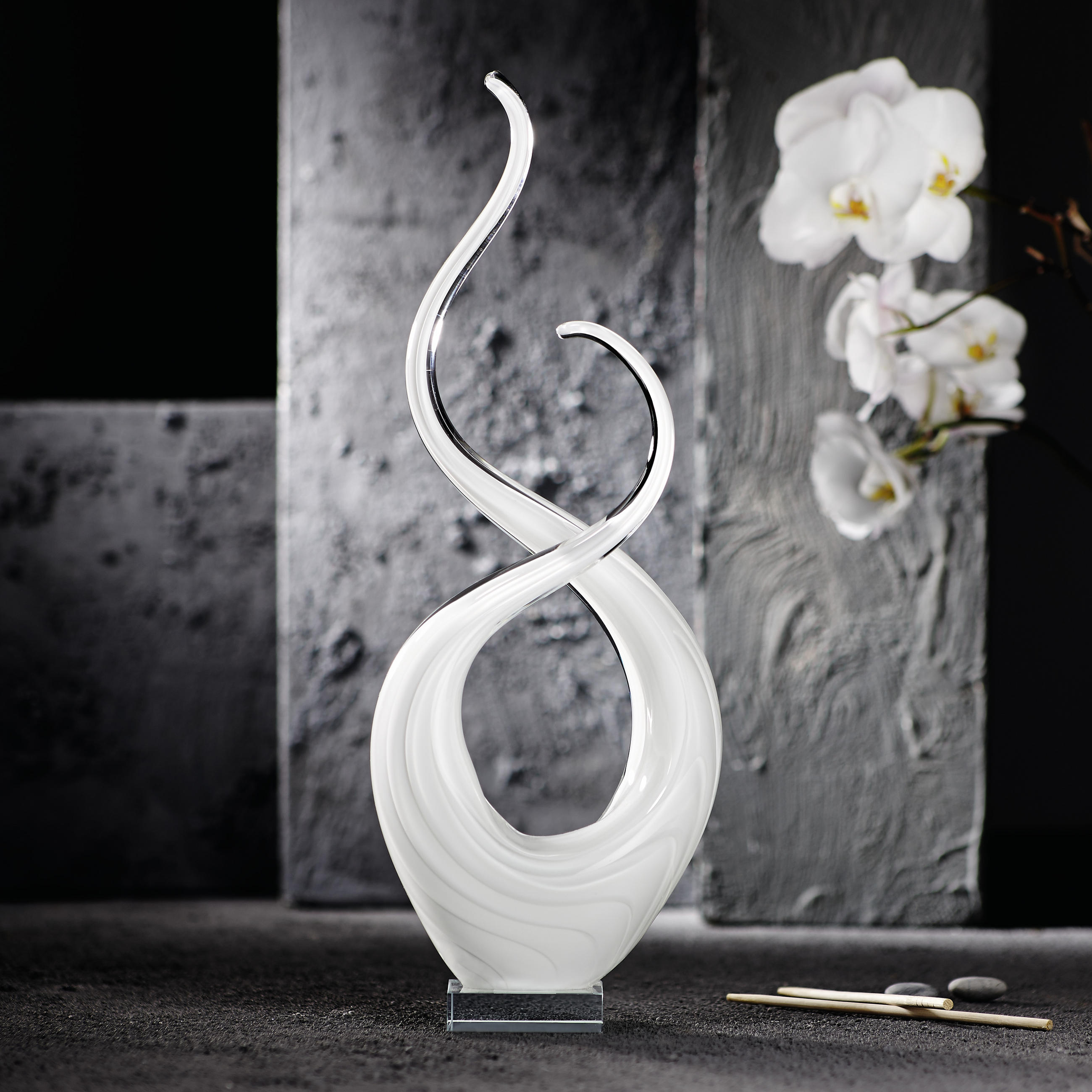 SKULPTUR - Weiß, Basics, Glas (15/45/8cm) - Ambia Home
