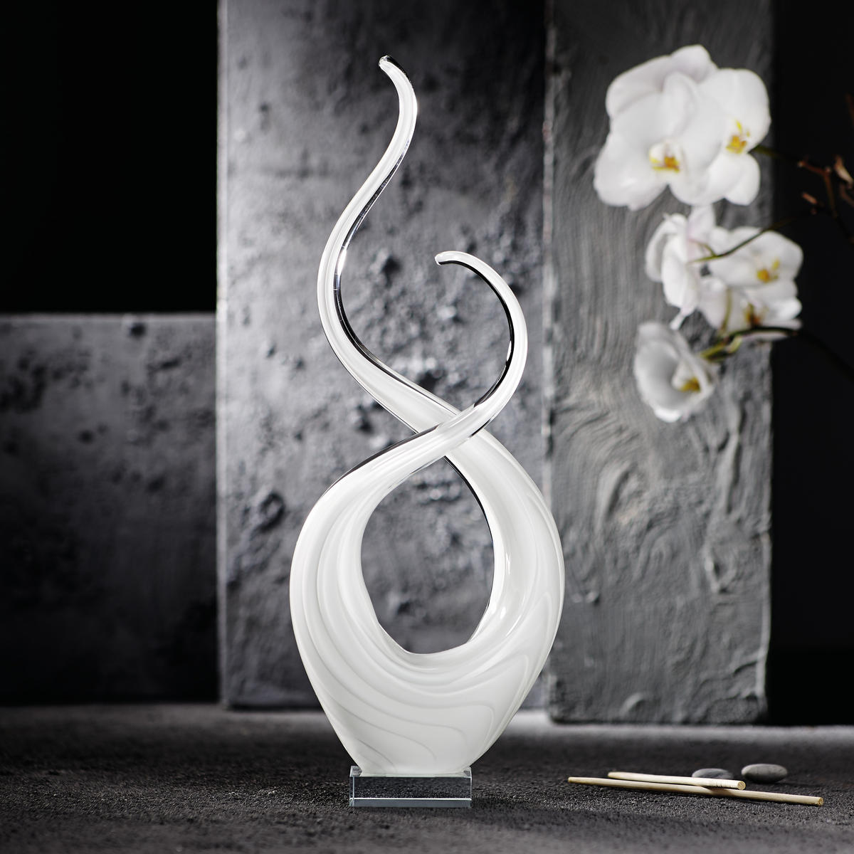 SKULPTUR - Weiß, Basics, Glas (15/45/8cm) - Ambia Home