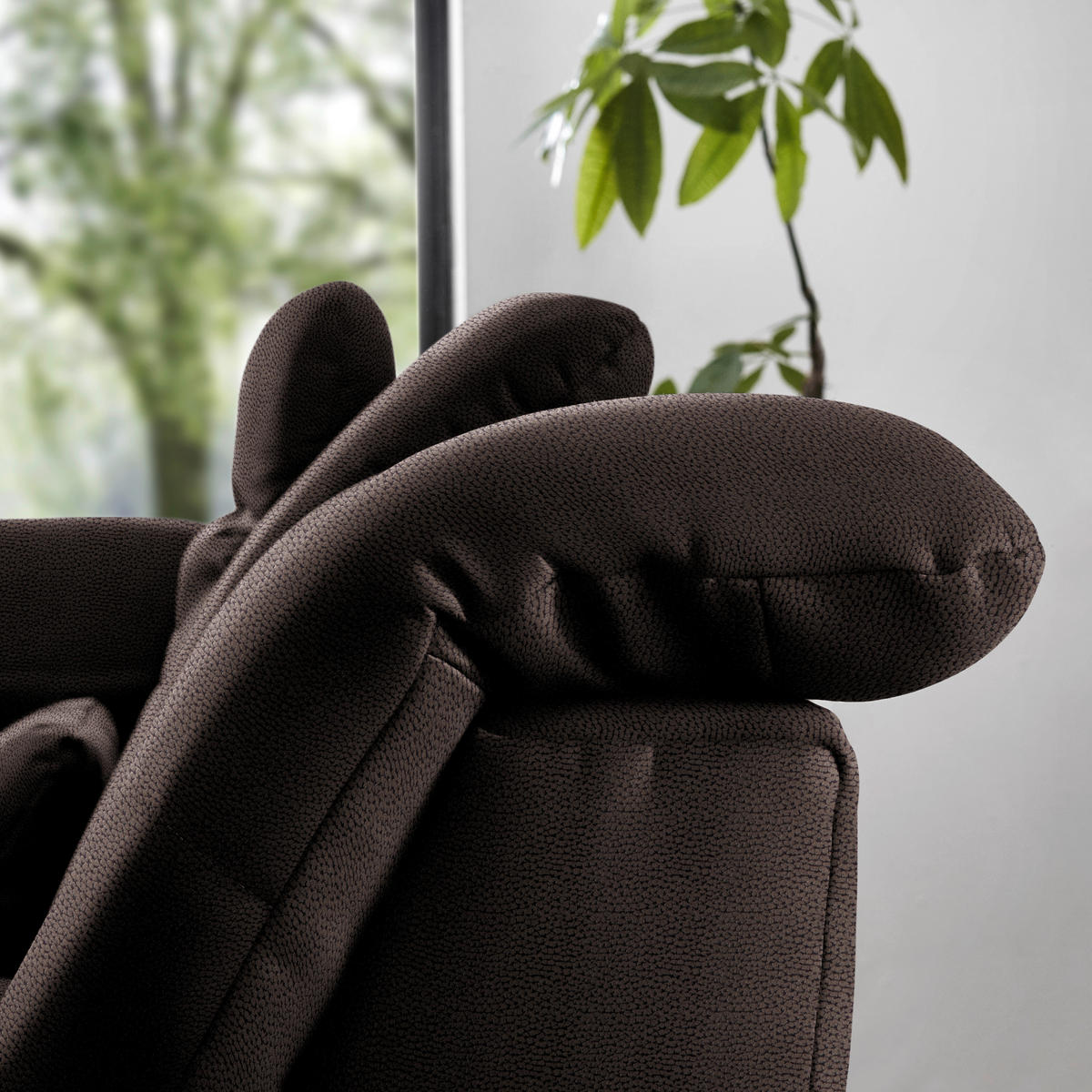 ECKSOFA  in Flachgewebe Mokka  195/309 cm  - Chromfarben/Mokka, Design, Textil (195/309cm) - Beldomo Style