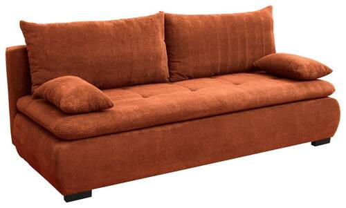 SCHLAFSOFA in Webstoff, Plüsch Rostfarben  - Rostfarben/Schwarz, Konventionell, Textil (203/72-96/98cm) - Novel