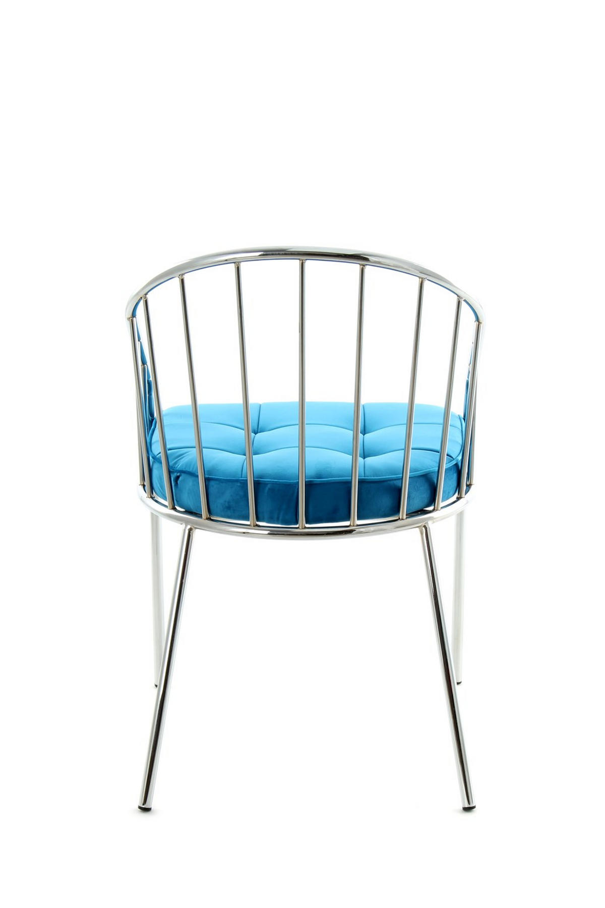 STUHL Samt Blau  - Blau/Chromfarben, Design, Textil/Metall (51/83/51cm) - Kayoom