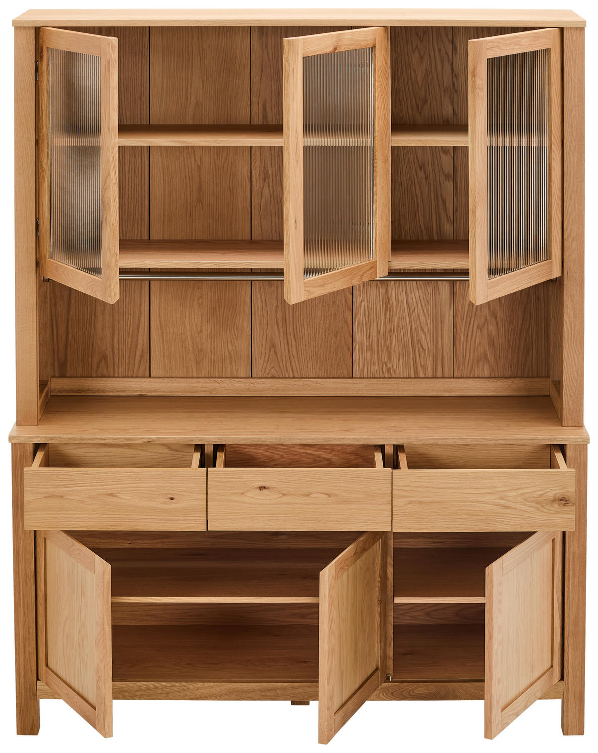 SKÅP MED VITRINDÖRRAR i ek naturfärgad - naturfärgad, Lifestyle, trämaterial/trä (140/190/40cm) - MID.YOU