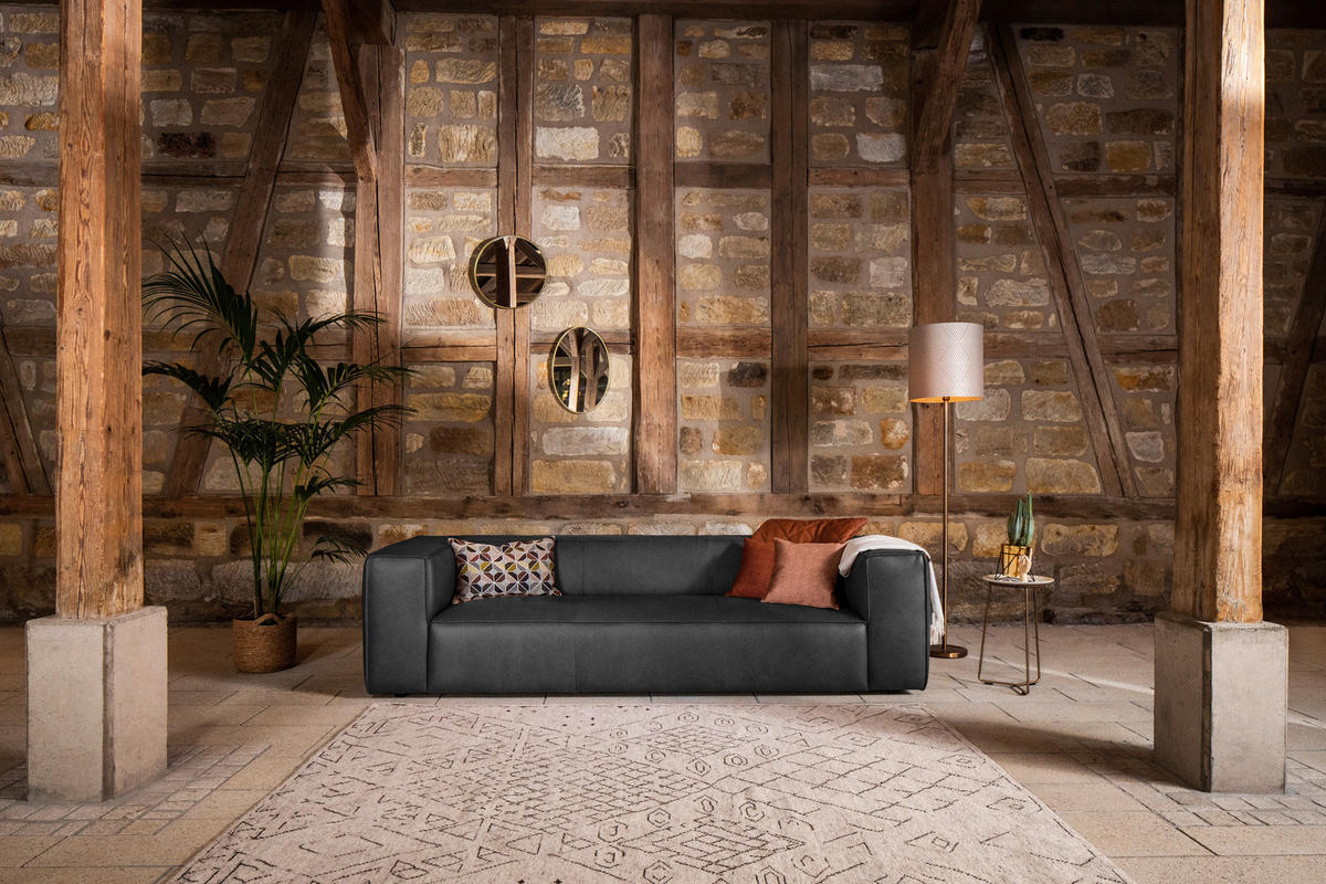 3-SITZER-SOFA Echtleder Anthrazit  - Anthrazit/Schwarz, Modern, Leder/Kunststoff (260/66/104cm) - W.Schillig