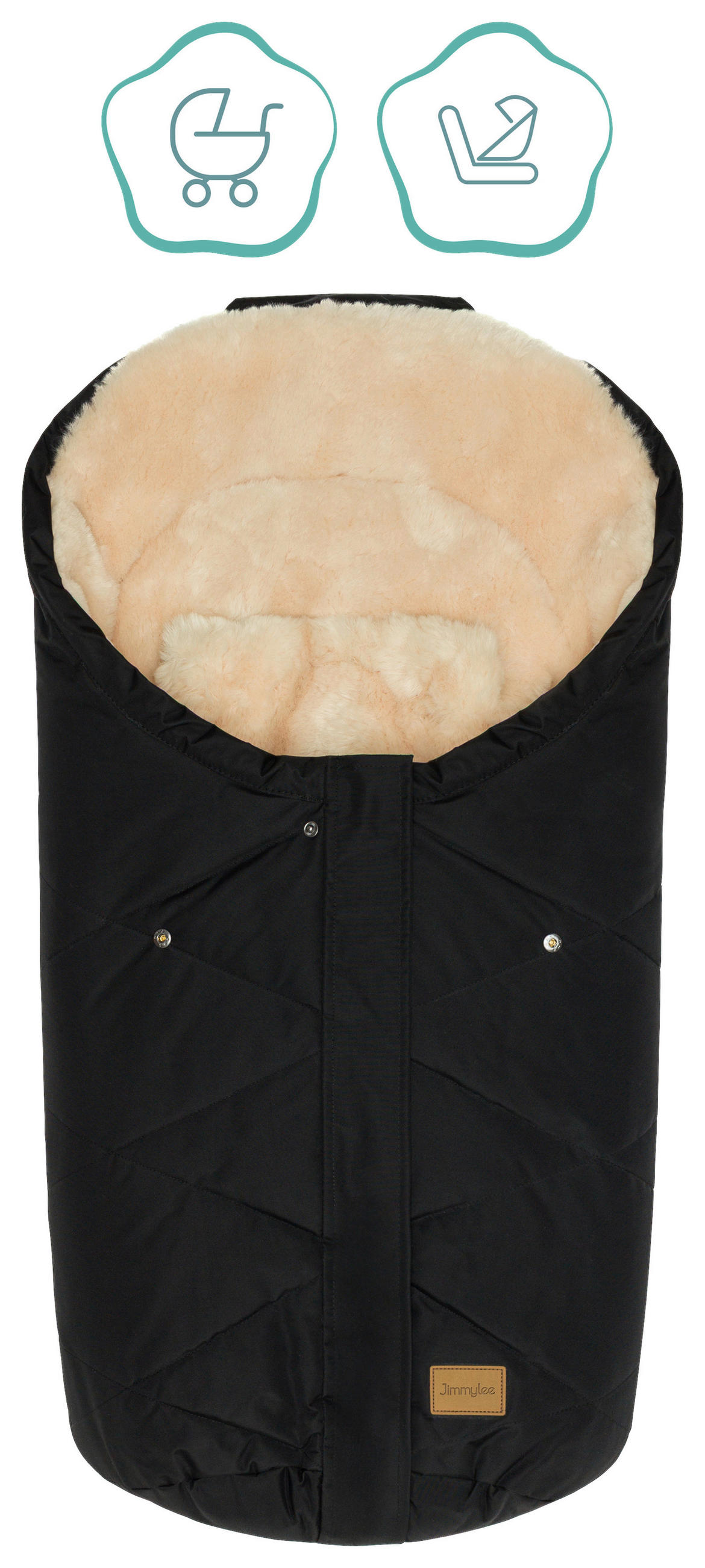 BABYSCHALEN-FUSSSACK  Vegan  - Schwarz, Trend, Kunststoff/Textil (45/80cm) - Jimmylee