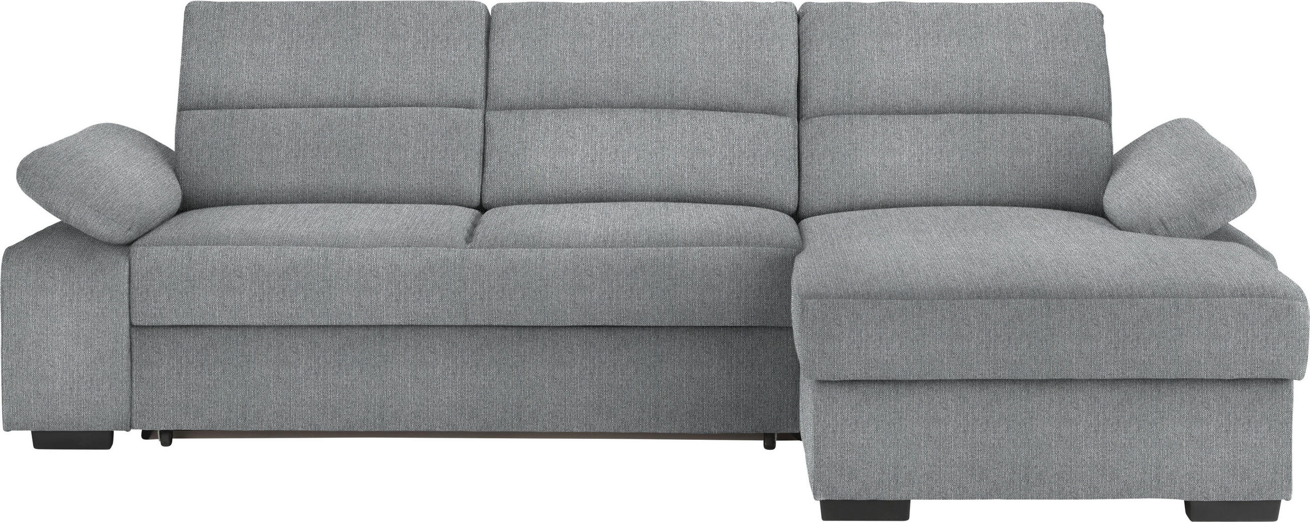 ECKSOFA in Webstoff Grau  258/166 cm  - Dunkelbraun/Grau, KONVENTIONELL, Kunststoff/Textil (258/166cm) - Cantus