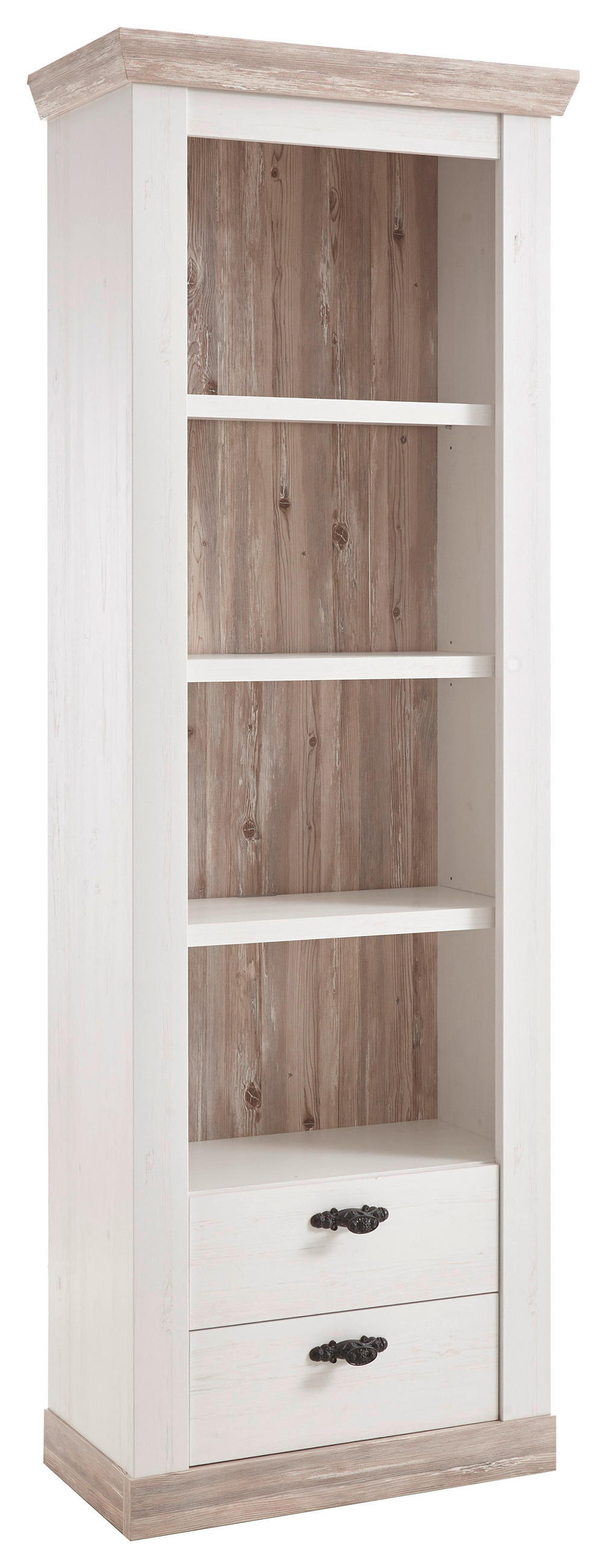 VITRINE in Pinienfarben  - Schwarz/Pinienfarben, Design, Holzwerkstoff/Metall (70/201/37cm) - MID.YOU