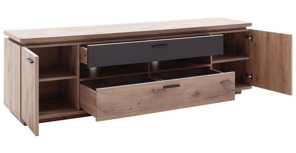 LOWBOARD Anthrazit, Eiche dunkel  210/65/50 cm  - Eiche dunkel/Anthrazit, KONVENTIONELL, Holzwerkstoff/Metall (210/65/50cm) - Cantus