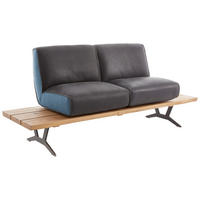 SITZBANK Holz, Metall, Textil, Leder Schwarz, Türkis, Dunkelbraun  - Türkis/Dunkelbraun, Design, Leder/Holz (190/85/69cm) - Ambiente