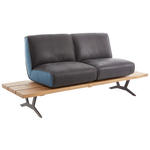 SITZBANK 190/85/69 cm  in Schwarz, Türkis, Dunkelbraun  - Türkis/Dunkelbraun, Design, Leder/Holz (190/85/69cm) - Ambiente