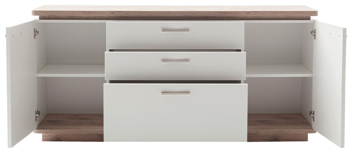 SIDEBOARD 170/81/44 cm  in Weiss, Eichefarben  - Weiss/Eichefarben, Design, Holzwerkstoff/Metall (170/81/44cm) - Livetastic