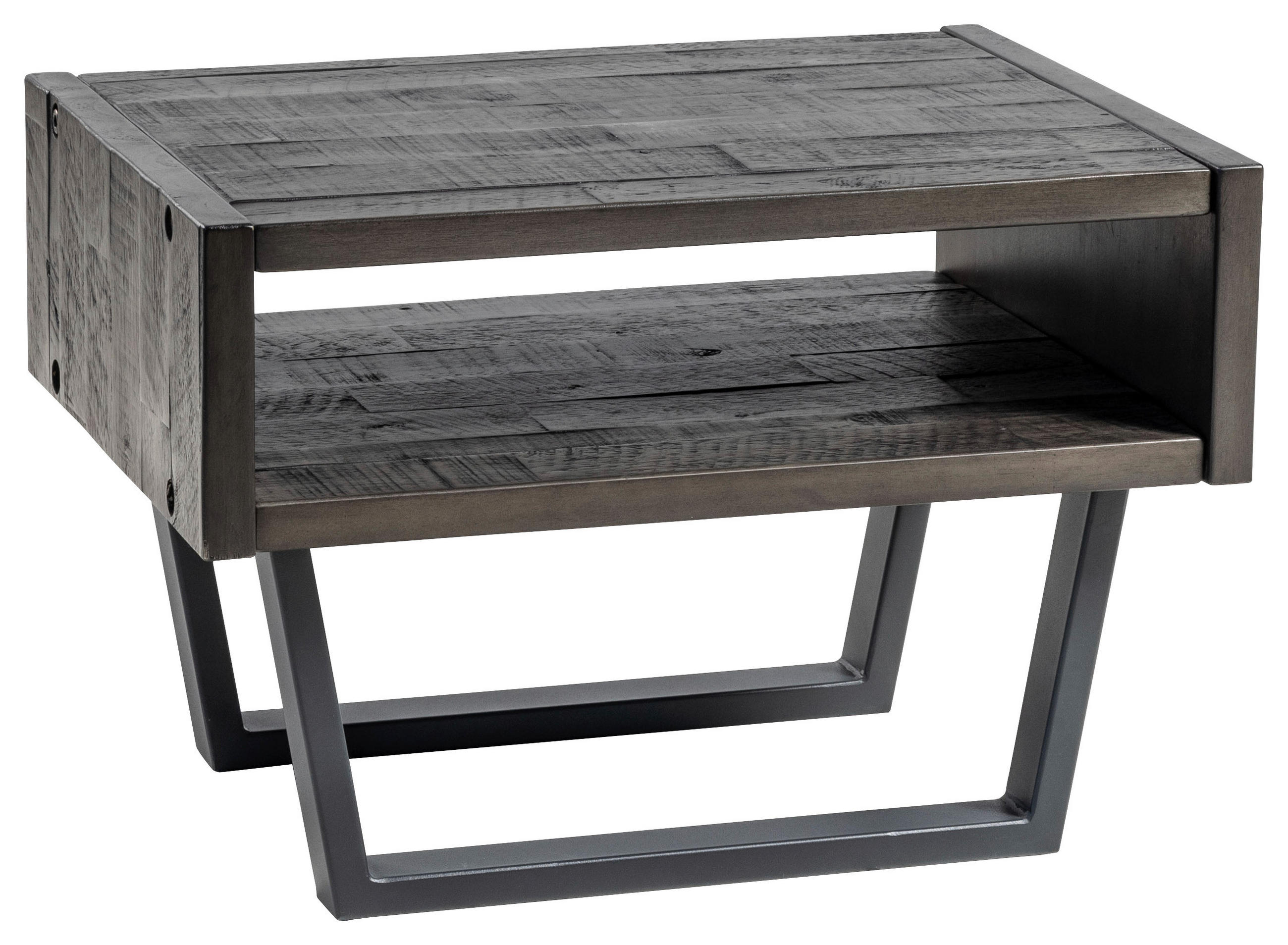 NACHTSCHRANK 50/41/36 cm, Grau, Akaziefarben, massiv  - Schwarz/Grau, KONVENTIONELL, Holz/Metall (50/41/36cm) - Hasena