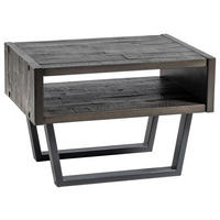 NACHTSCHRANK 50/41/36 cm, Grau, Akaziefarben, massiv  - Schwarz/Grau, KONVENTIONELL, Holz/Metall (50/41/36cm) - Hasena